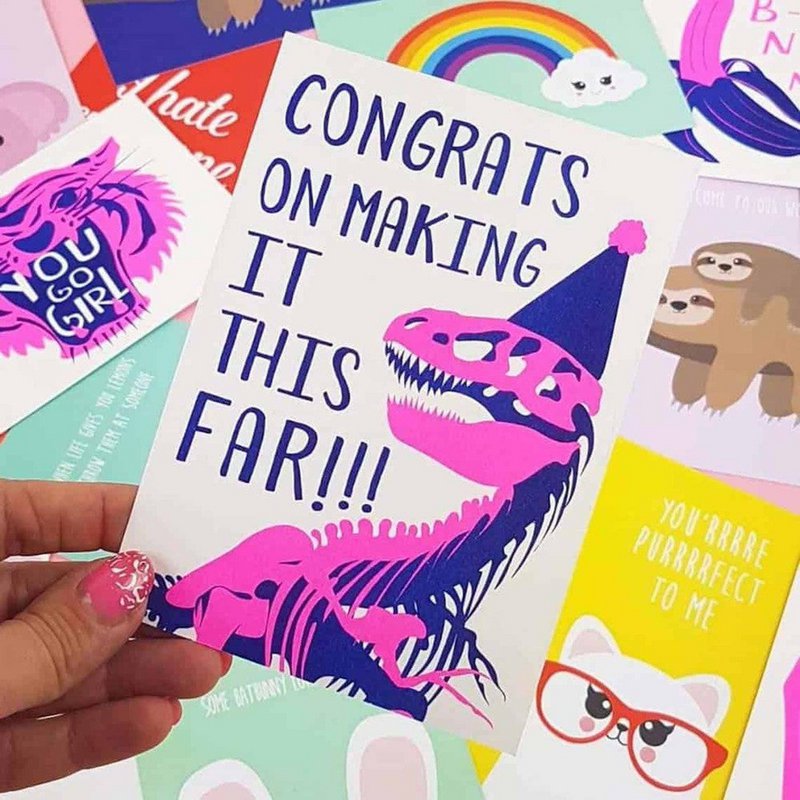 Riso print Congrats t-rex