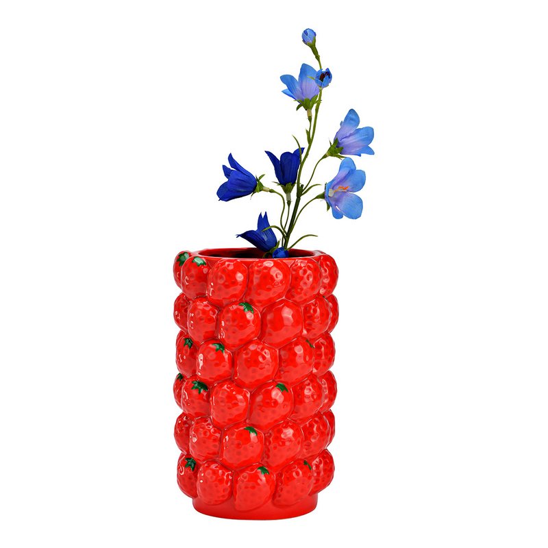 Vase of strawberries made of ceramic, red (W/H/D) 12x19x12cm