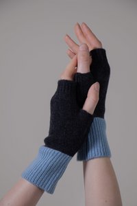 Fingerlose- 100% Cashmere Duo-Color Fingerless Handschuhe