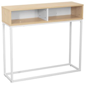 ENTRANCE TABLE WHITE METAL NATURAL WOOD 100X30X91CM, LEG HIGH: 70 CM ST84715