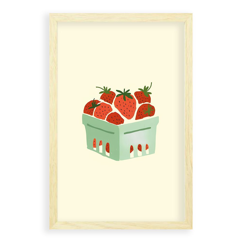 Aardbeien Mandje Illustratie - Poster