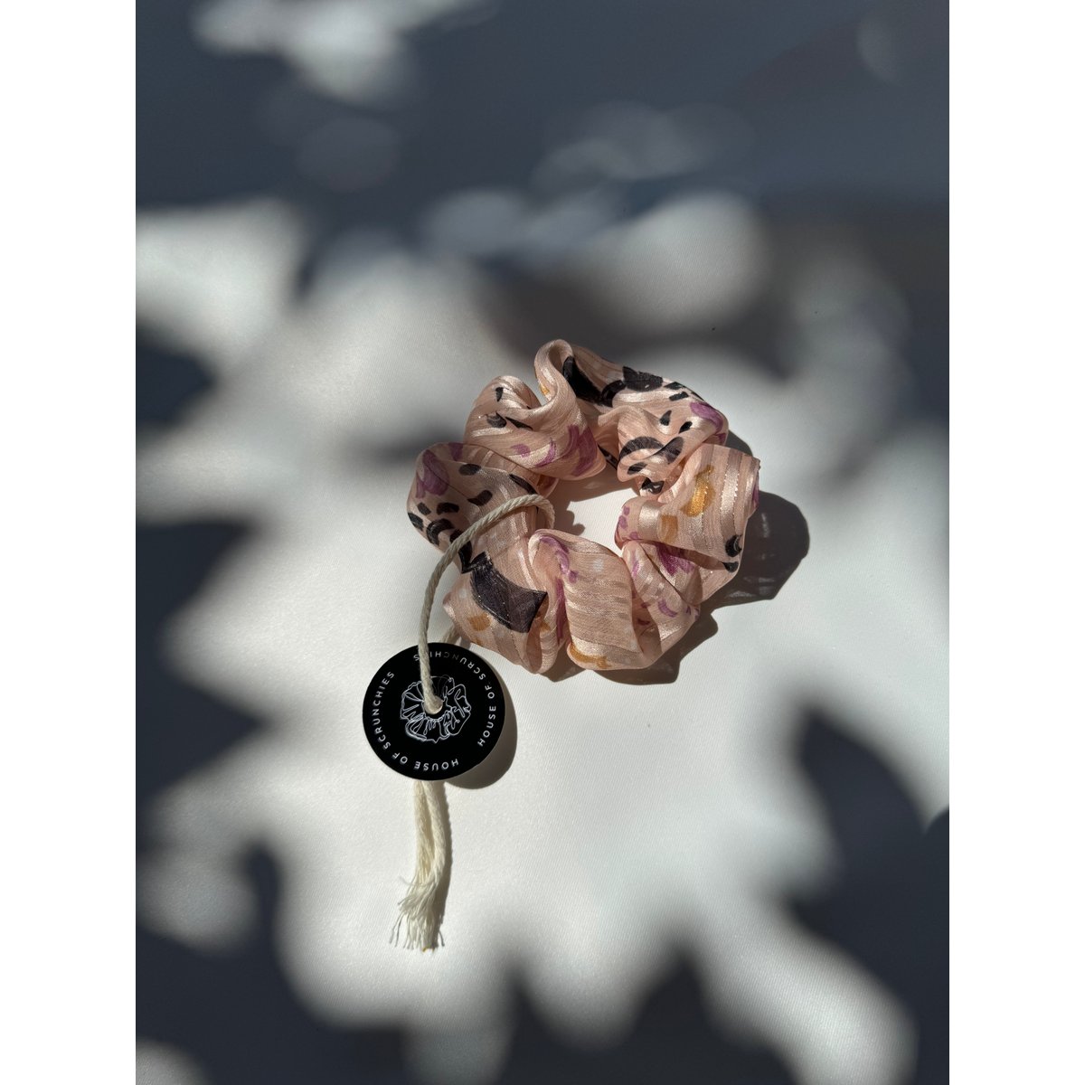 Scrunchie - Rosé Chiffon Blumen - Recycelt