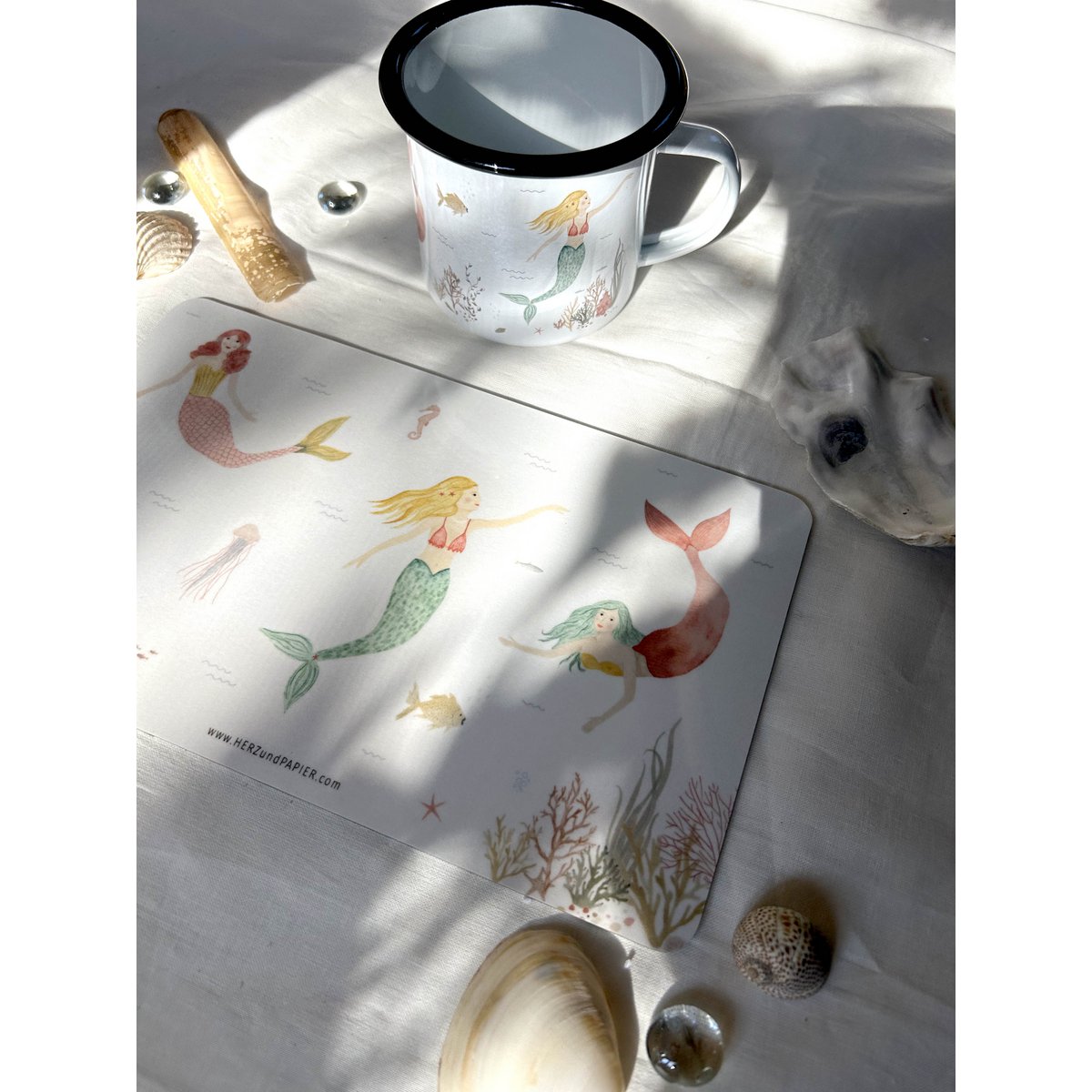 Enamel cup mermaids | Mug | Children's mug | Girl | Mermaid | Underwater | Watercolor | Watercolor || HEART & PAPER
