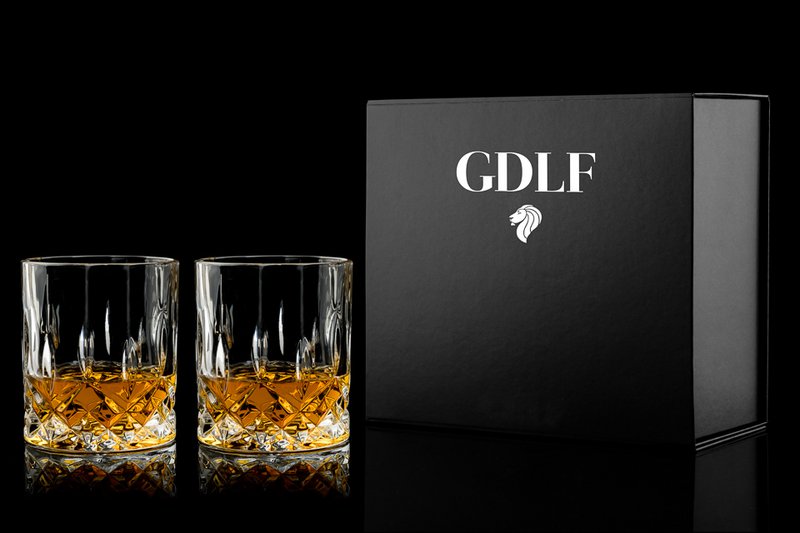 Vintage whiskyglas i gaveæske