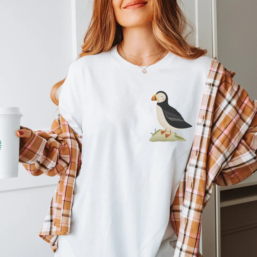 Tshirt Islandia Puffin - BAWEŁNA ORGANICZNA Koszula Puffin Skandynawia - Islandia Pamiątka