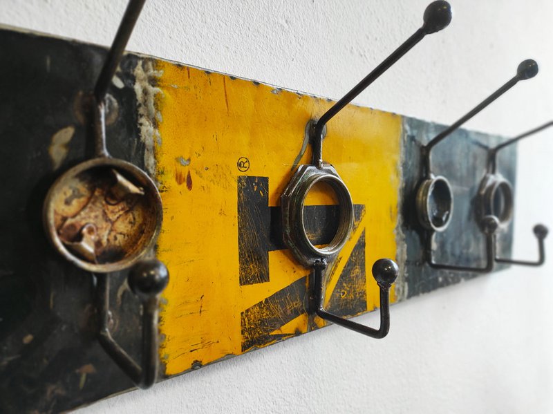 Coat rack 5 hooks made from recycled oil drums upcycling | different colors