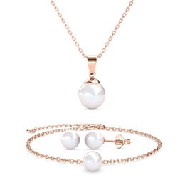 Perlmutt-Trio-Sets – Roségold und Kristall