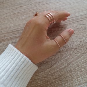 18K rose gold plated triple band cuff ring