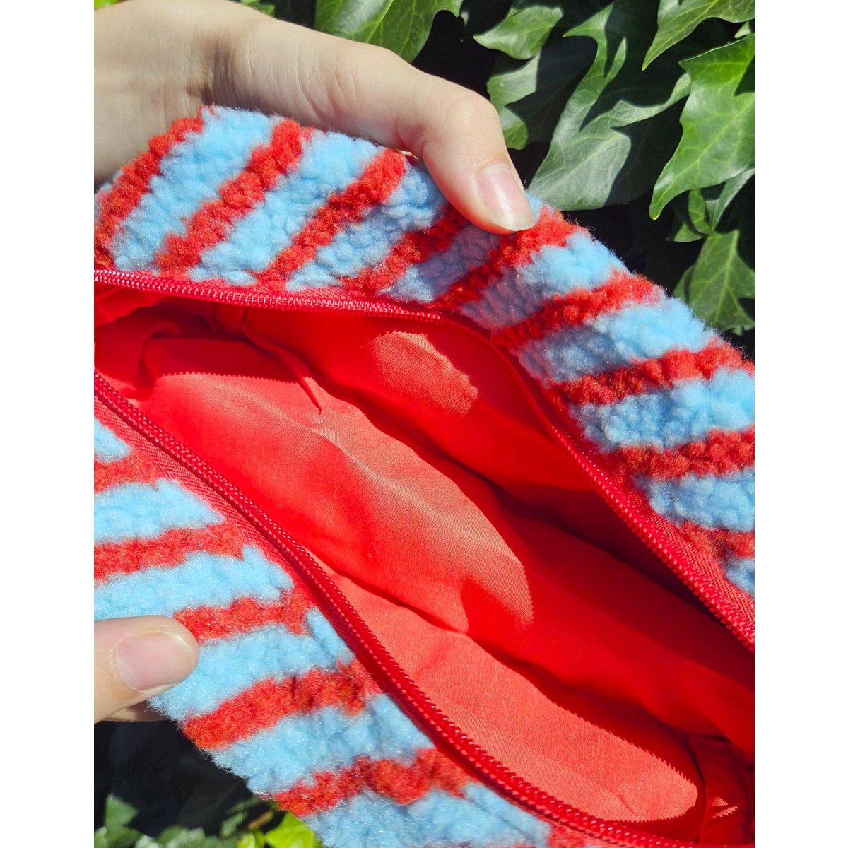 Bag Very Demure Red Light Blue Stripe from Teddy Fabric