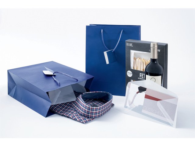Cadeautas Sigel groot, ultramarijn blauw, matte lak, cadeaukaartje, papier, 157 g,