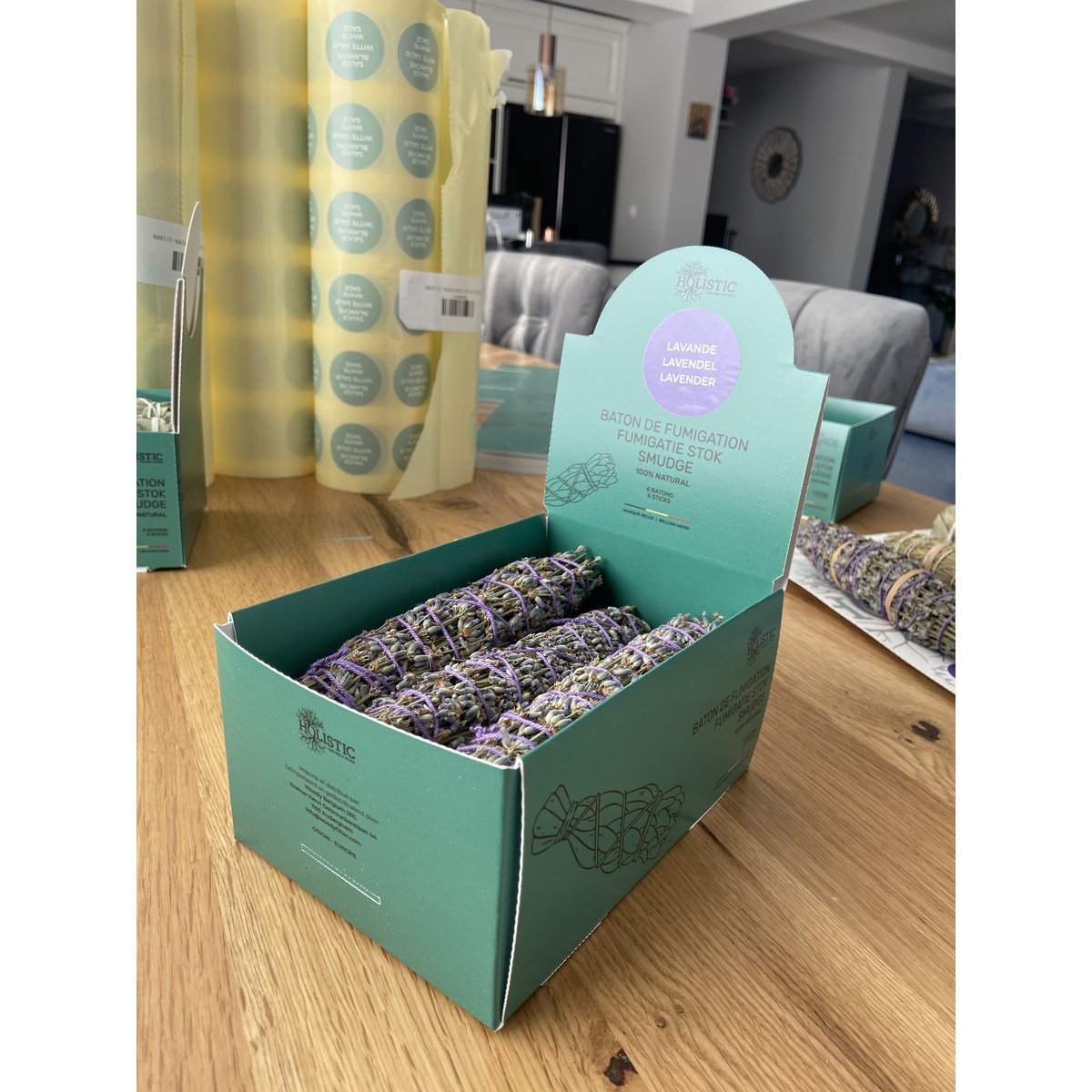 6 Smudge Lavendel Box Display med 6 lavendel fumigationspinde