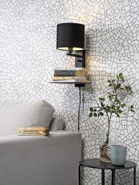 Wandlamp Florence plank+usb+kap 1815 zwart