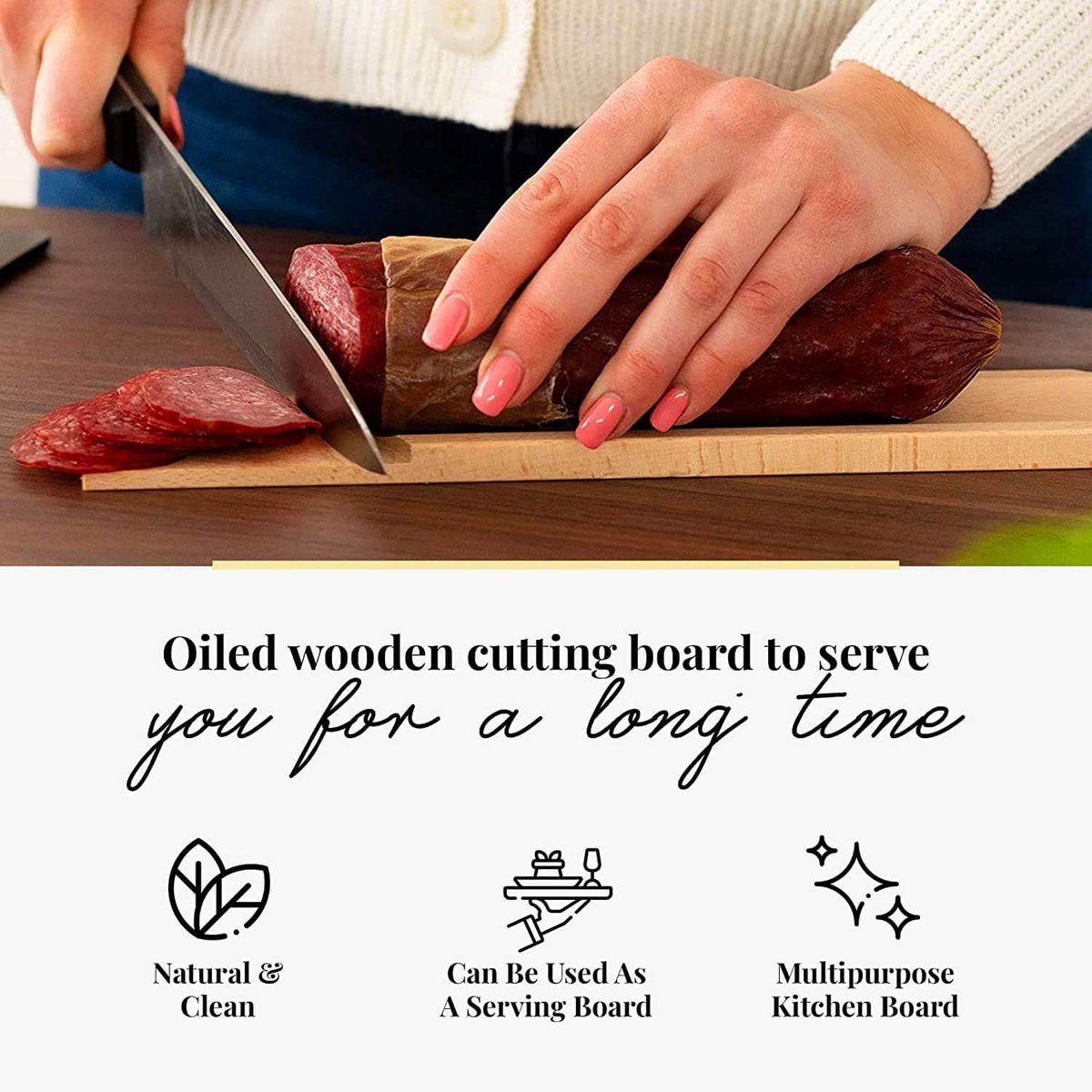 Wooden Salami Cutting Board - Serving board 37x5.5 cm