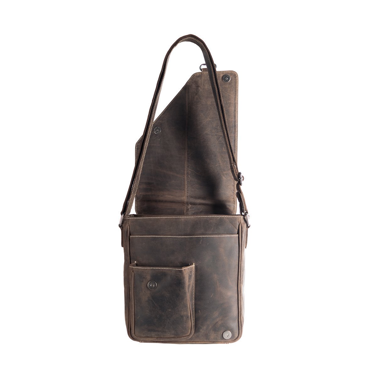 Umhängetasche in 3 Farben Buffalo -Leder mit einem Wickelventil und zwei Magnetverschlüssen - Crossbody -Tasche