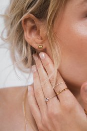 Delicate ear studs bar made of 925 sterling silver 14k gold plated