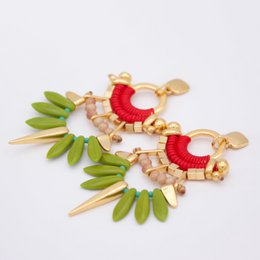 Boucles d'oreilles COCORA rouges, vertes et dorées