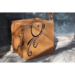 Metal cubes with ornamental designs, available in 3 sizes, suitable for garden decoration.
The metal cubes feature ornamental designs in a warm, earthy color palette. They come in 3 different sizes, making them versatile for various garden decor needs. The cubes have a rustic, natural aesthetic that would complement a variety of outdoor settings.