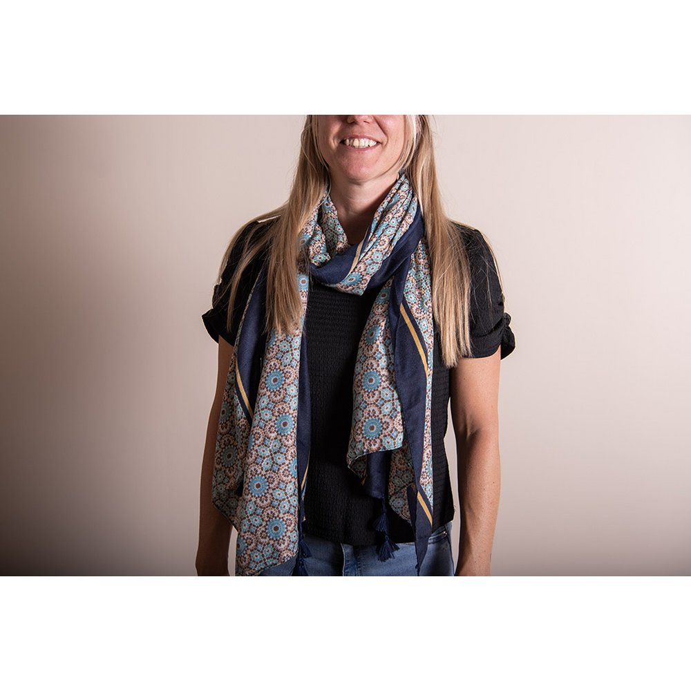 Scarf Ladies Print 90x180 cm Green Synthetic Shawl Ladies