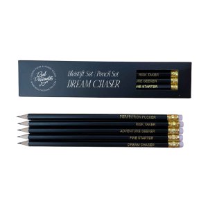 Pencil set "DREAM CHASER", 5 pieces, black/gold