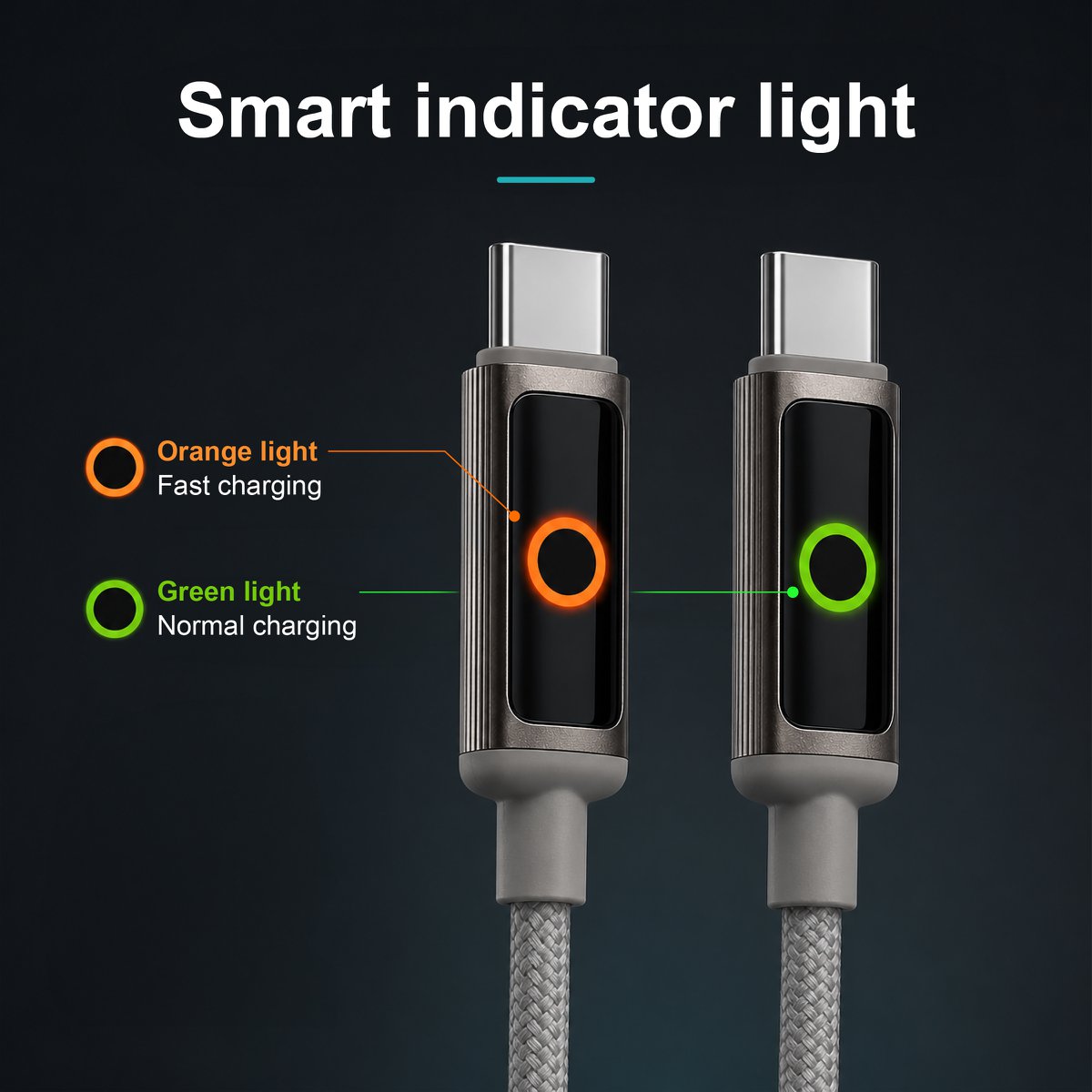 Cable NOVOTECK S-143 USB-C a USB-C: carga rápida de 60 W, 1 m, indicador LED y transferencia de datos