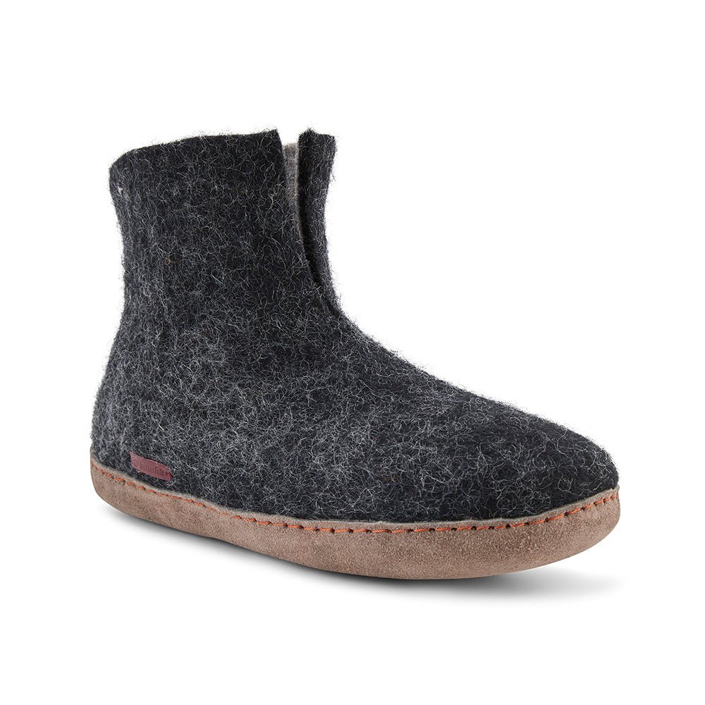 High Boot - Hausstiefel aus Filz mit Ledersohle, schwarz
