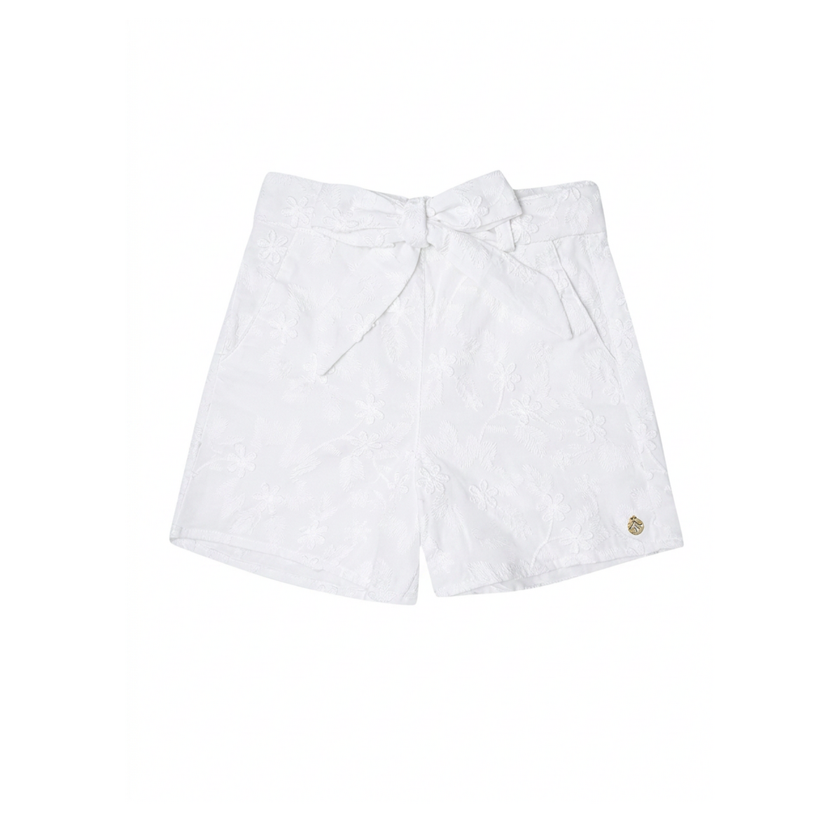 Girls Short "Snow White" (Cotton Broderie with 3D Flower)