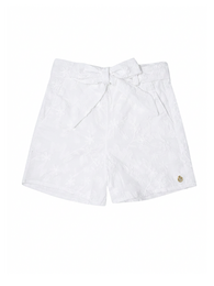 Girls Short "Snow White" (Cotton Broderie with 3D Flower)