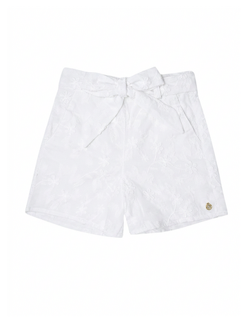 Meisjes Short "Snow White" (Cotton Broderie met 3D Flower)