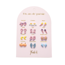 Box of 12 Steel Earrings — A Year of Fairy Poetry