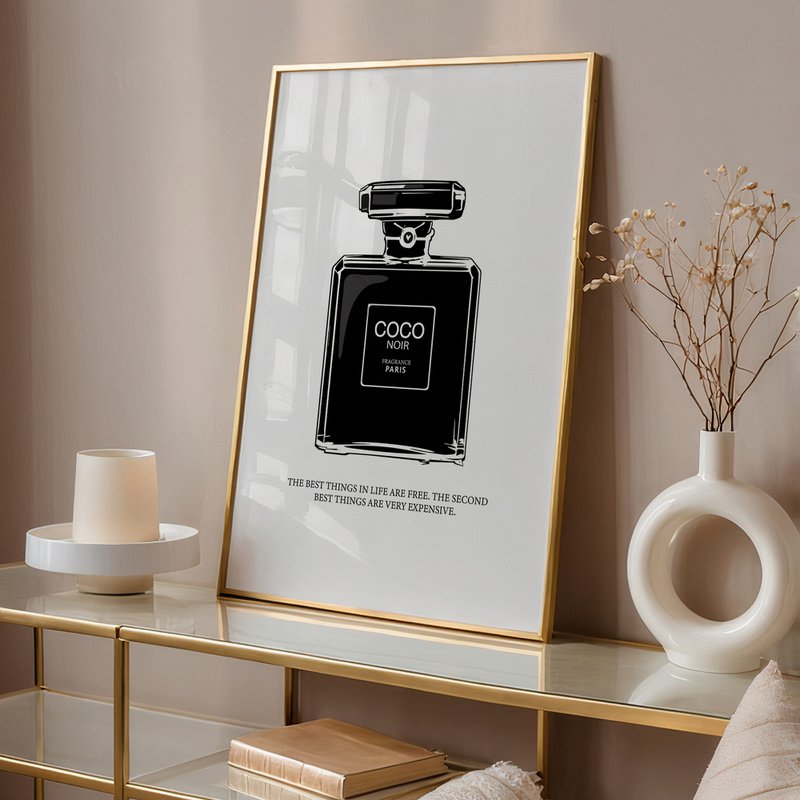 Poster: Coco Noir Perfume Bottle Illustration
