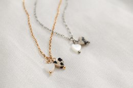 Collana Diaspro Dalmata & Cuore Conchiglia - Oro