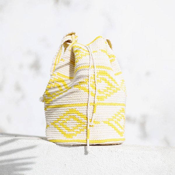 BOLSO CUBO DE GANCHILLO | Diamantes | Amarillo