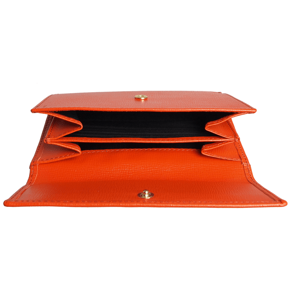6 Credit Card Saffiano Leather French Wallet Orange