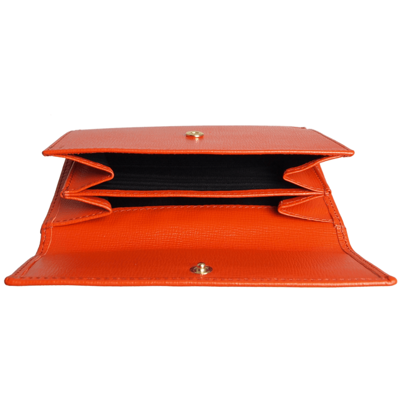 6 Credit Card Saffiano Leather French Wallet Orange