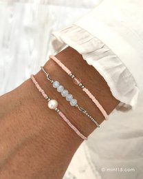 Kralenarmband met Zoetwaterparel - Vintage Roze
