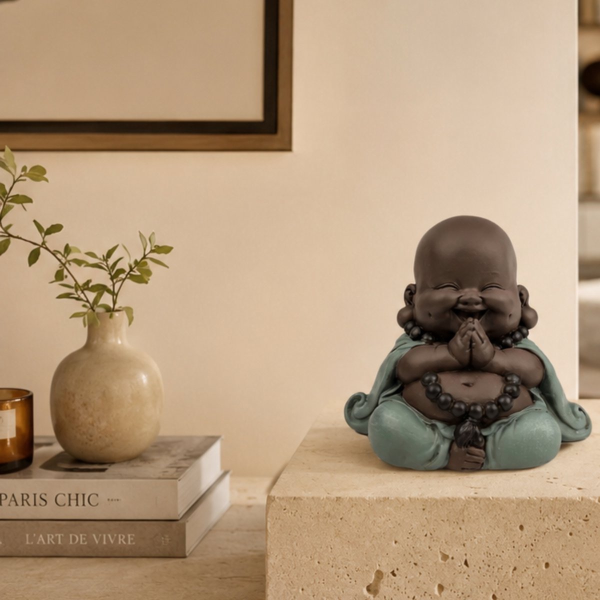 Statue Mini Bouddha Rieur Porte Bonheur – Décoration Zen et Feng Shui – Pour Créer une Ambiance Relaxante et Spirituelle – Idée Cadeau Originale