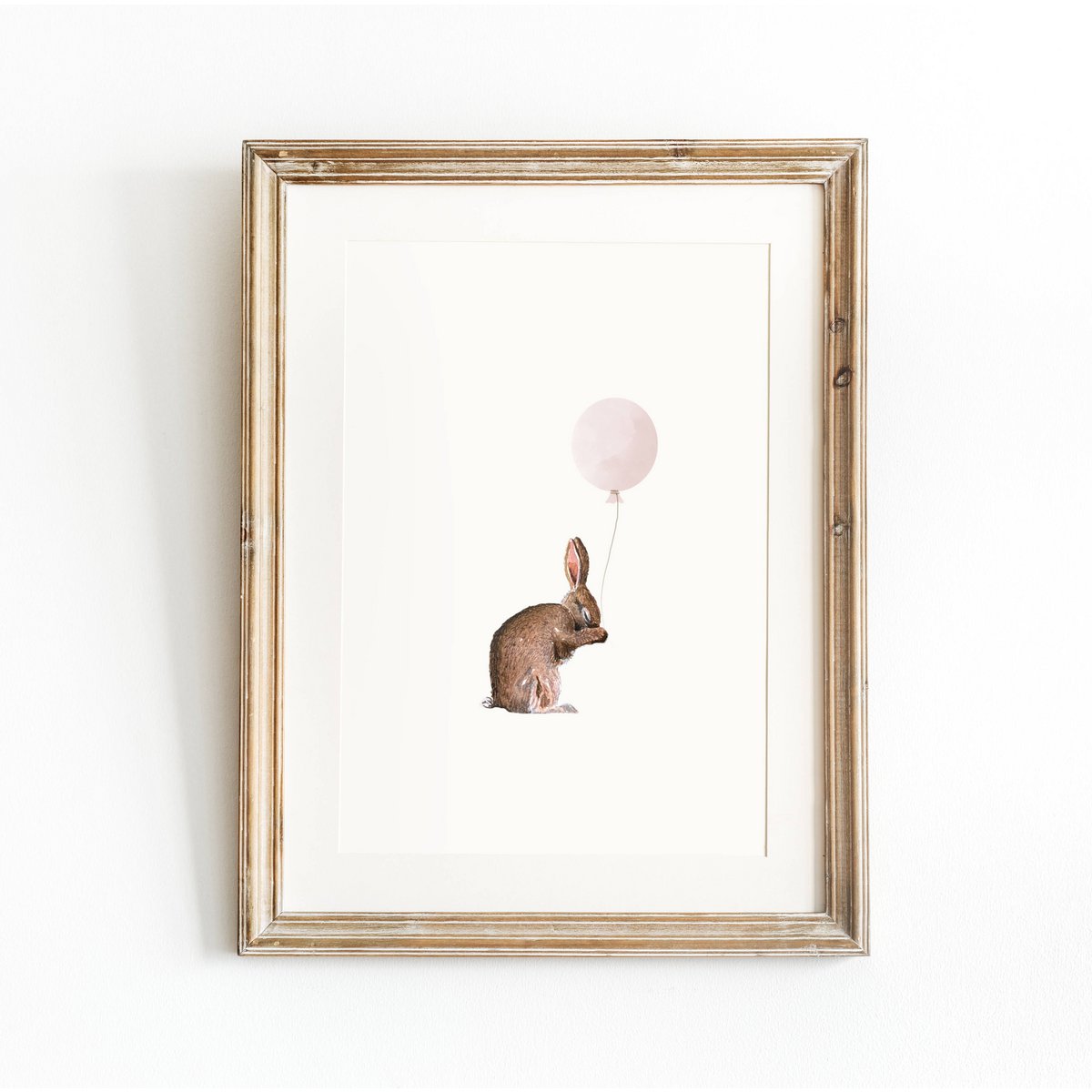 Lapin avec affiche de ballon rose, affiche de lapin, affiche de ballon, affiche de lapin mignon, affiche de chambre de filles roses, imprimé de lapin mignon, impression d'art de crèche de filles, chambre de filles