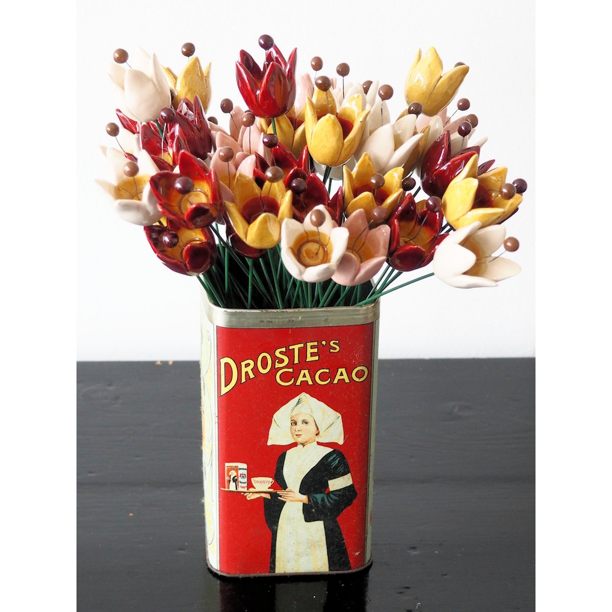 Tulip flower ceramic white 3cm