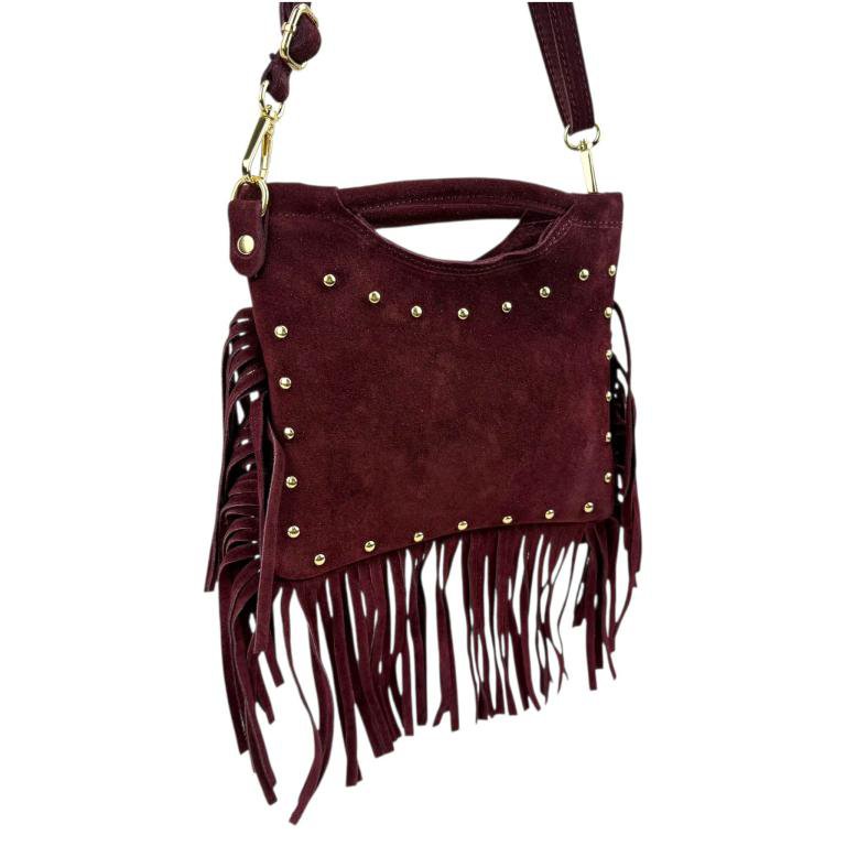 Split Leather Bag with Studs and Fringes. Promo 58045