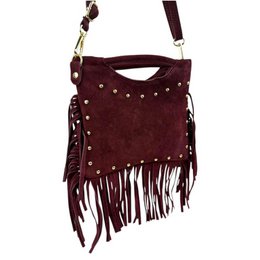 Split Leather Bag with Studs and Fringes. Promo 58045