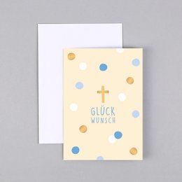 Glückwunschkarte Kommunion Konfirmation Taufe Kreuz Punkte Marie