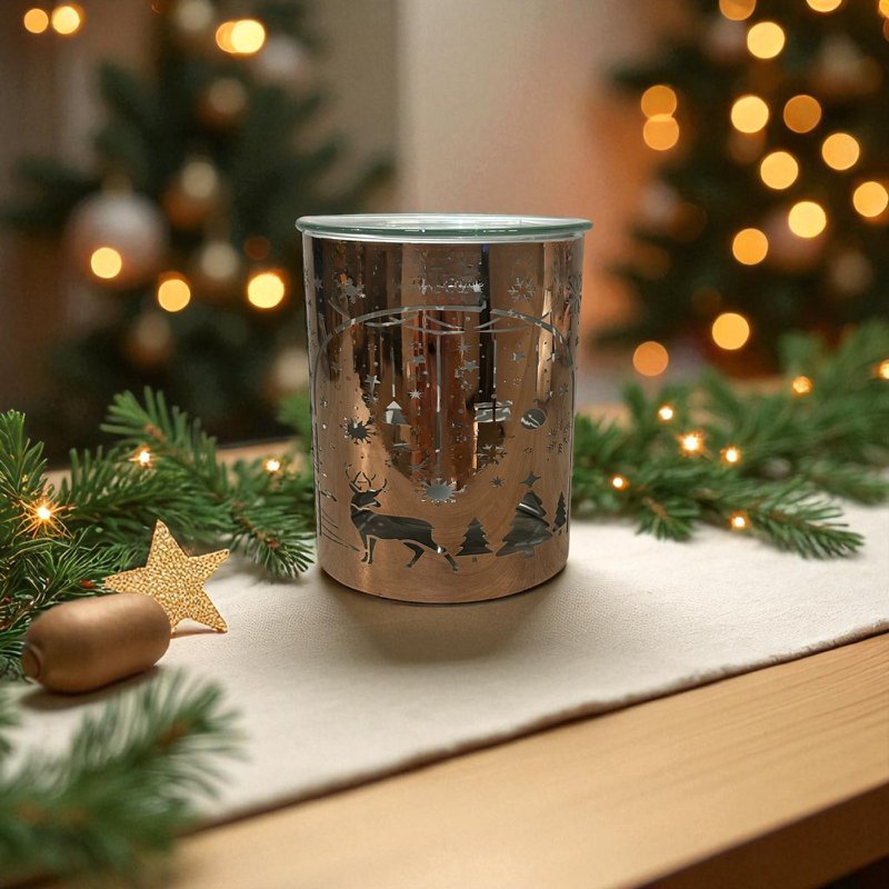 Brændt-parfum julemetallaserskæring-arch & rensdyr mønster-essentiel olier, voks og parfume-aftagelige glasskop-chic chic atmosfære