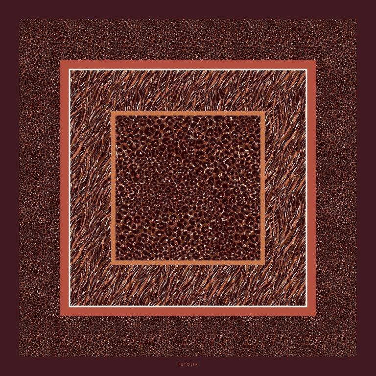 Estampado Animal - Marrón-Ladrillo - 90*90 cm - Sarga 100% Seda