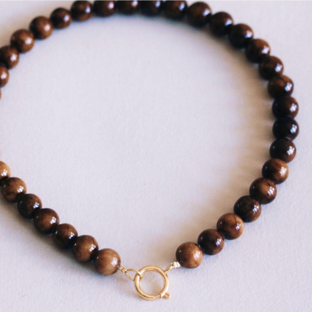 Natuursteen kralenketting XL - donkerbruin
