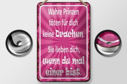 Blechschild Spruch 12x18cm wahre Prinzen töten keine Dekoration