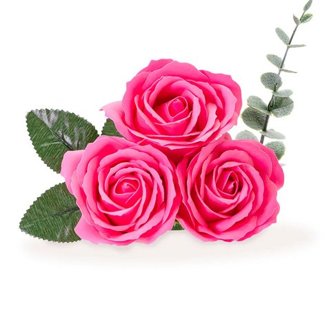Strauß aus 3 Seifenrosen - Fuchsia