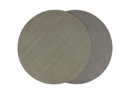 Tischset 6-er Set rund Kunstleder Rochenhaut grau grün