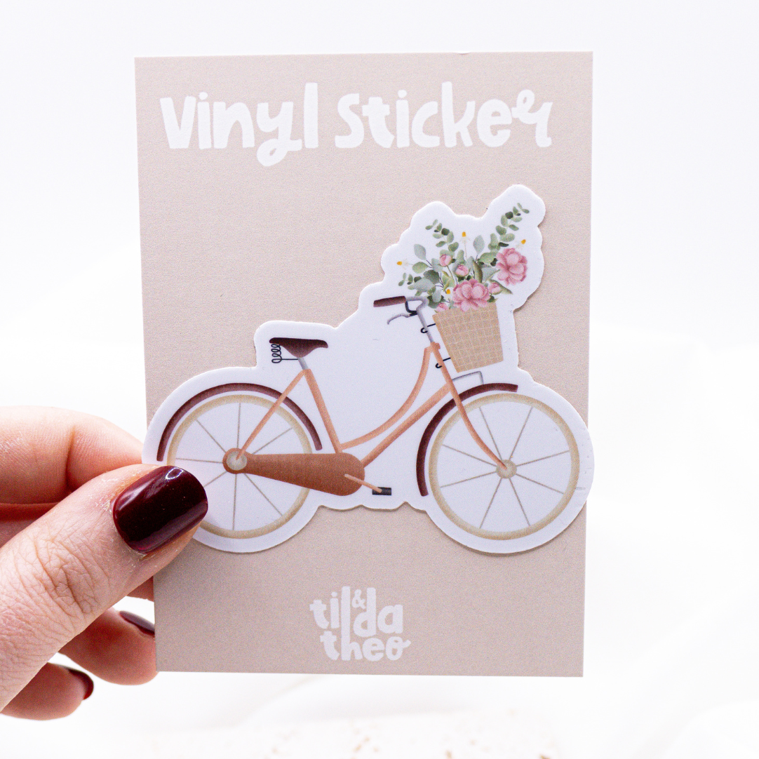 Sticker Bike Flowers Vinyl - Sticker Spring Bloemmand Kus Cut