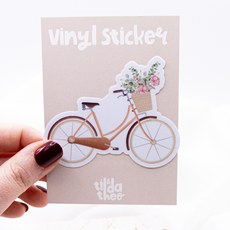 Sticker Bike Flowers Vinyl - Sticker Spring Bloemmand Kus Cut
