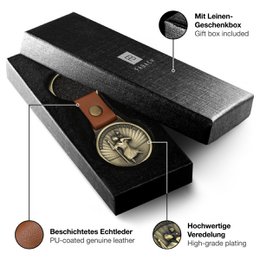 Llavero "Christophorus" patrón de los viajeros - Amuleto de San Cristóbal - Placa de buen viaje en una correa de cuero